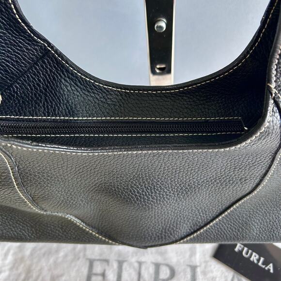 FURLA shoulder bag black baguette short top handle chrome hardware Lutetia‎ NWT - Picture 8 of 13